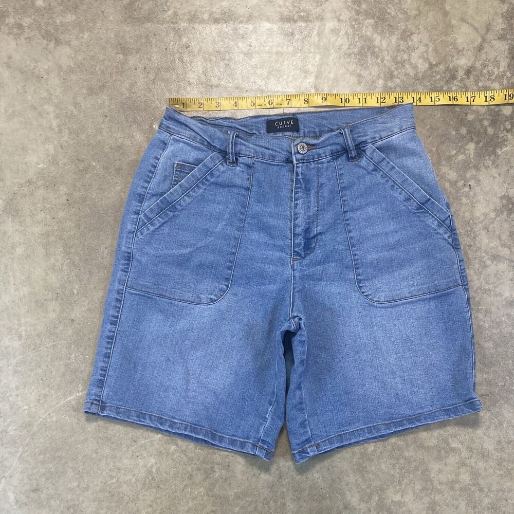 The Curve Shorts Womens 6 Blue Denim Casual Bermuda‎ Mid Rise Cotton Blend